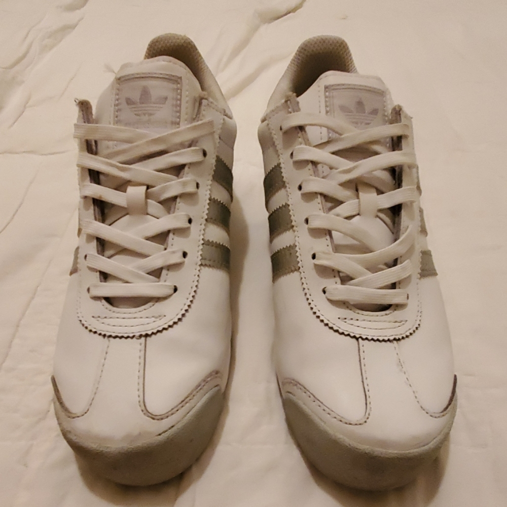 White with silver Adidas